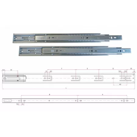 Ram Industrie GUIDE PER CASSETTI A SFERA ESTRAZIONE TOTALE SPINGI E APRI 250 MM SERIE G41 - 40 KG guide ram, guide per cassetto,