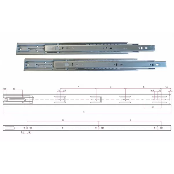 Ram Industrie GUIDE PER CASSETTI A SFERA ESTRAZIONE TOTALE SPINGI E APRI 250 MM SERIE G41 - 40 KG guide ram, guide per cassetto,