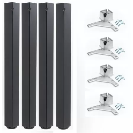  GAMBE DA TAVOLO SET 4 PEZZI  tavoli da cucina, tavoli da pranzo, tavoli da lavoro o scrivanie.
Gambe tavolo quadrate nero, pie