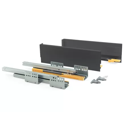 KIT CASSETTO PER CUCINA E CASSETTO PER BAGNO CONCEPT, ALTEZZA 105 MM, PROF. 500 MM, CHIUSURA SOFT, ACCIAIO, GRIGIO ANTRACITE 
C