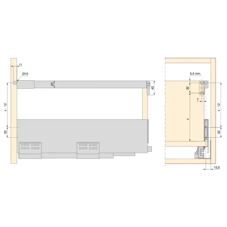 Emuca KIT ASTINE PER CASSETTI, PROF. 500 MM, ACCIAIO, GRIGIO ANTRACITE

 2