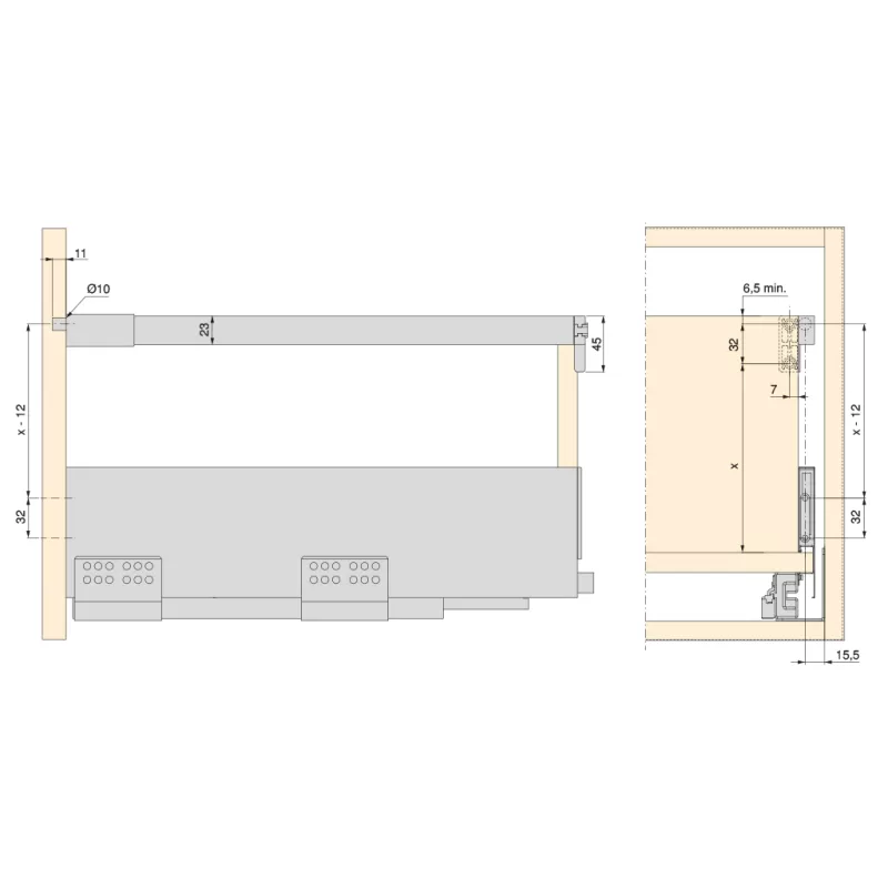 Emuca KIT ASTINE PER CASSETTI, PROF. 500 MM, ACCIAIO, GRIGIO ANTRACITE- Art. 3110535