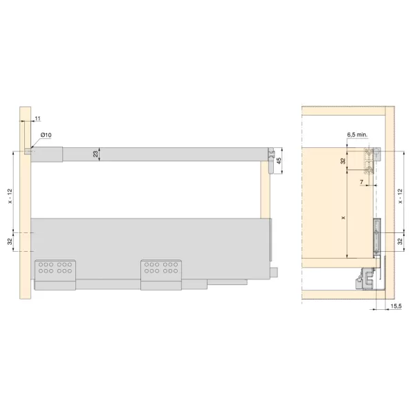 Emuca KIT ASTINE PER CASSETTI, PROF. 500 MM, ACCIAIO, GRIGIO ANTRACITE- Art. 3110535