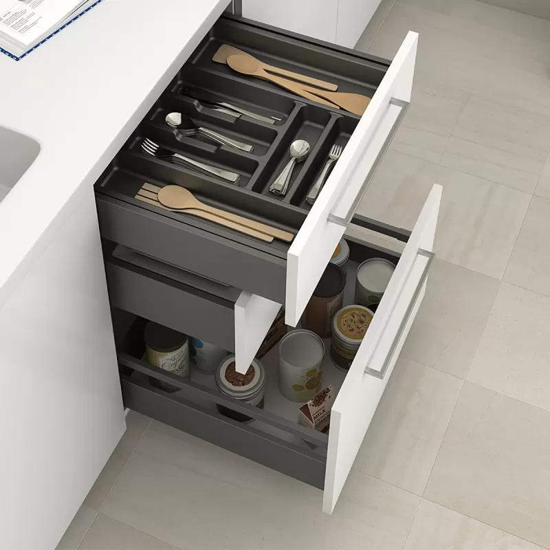 Emuca KIT ASTINE PER CASSETTI, PROF. 500 MM, ACCIAIO, GRIGIO ANTRACITE- Art. 3110535