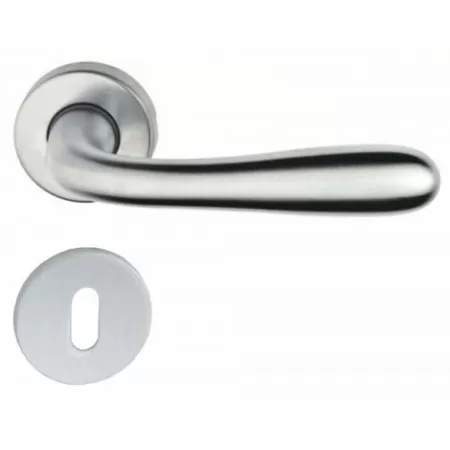 COPPIA MANIGLIA PER PORTA INTERNA CON ROSETTA DIAMETRO 45 MM MODELLO AGNONE CROMO SATINATO