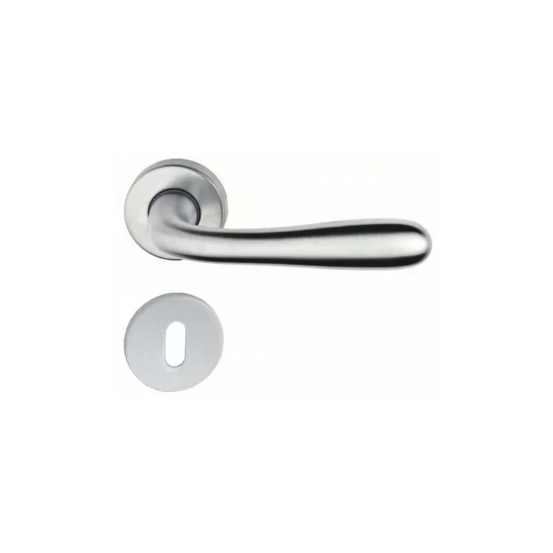 COPPIA MANIGLIA PER PORTA INTERNA CON ROSETTA DIAMETRO 45 MM MODELLO AGNONE CROMO SATINATO