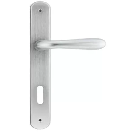 COPPIA MANIGLIA PER PORTA INTERNA CON PLACCA 70 MM IN ZAMA MODELLO GOCCIA CROMO SATINATO - Art. PL06P70-Z2B