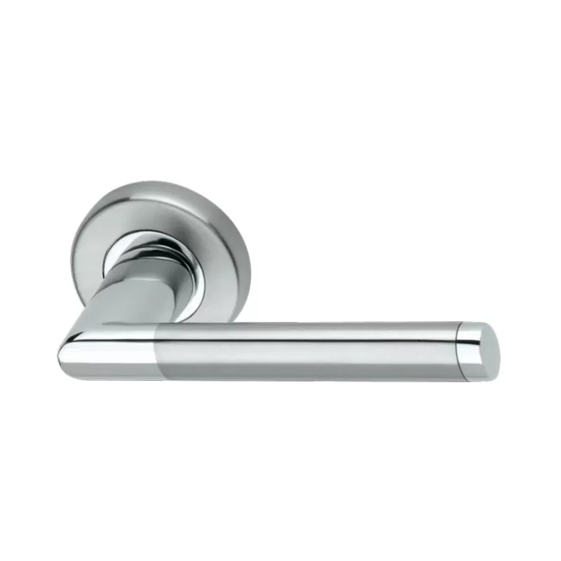 COPPIA MANIGLIA KTS PER PORTA INTERNA CON ROSETTA 50 MM MODELLO STILL CROMO LUCIDO SATINATO Art.LHK053RR01B