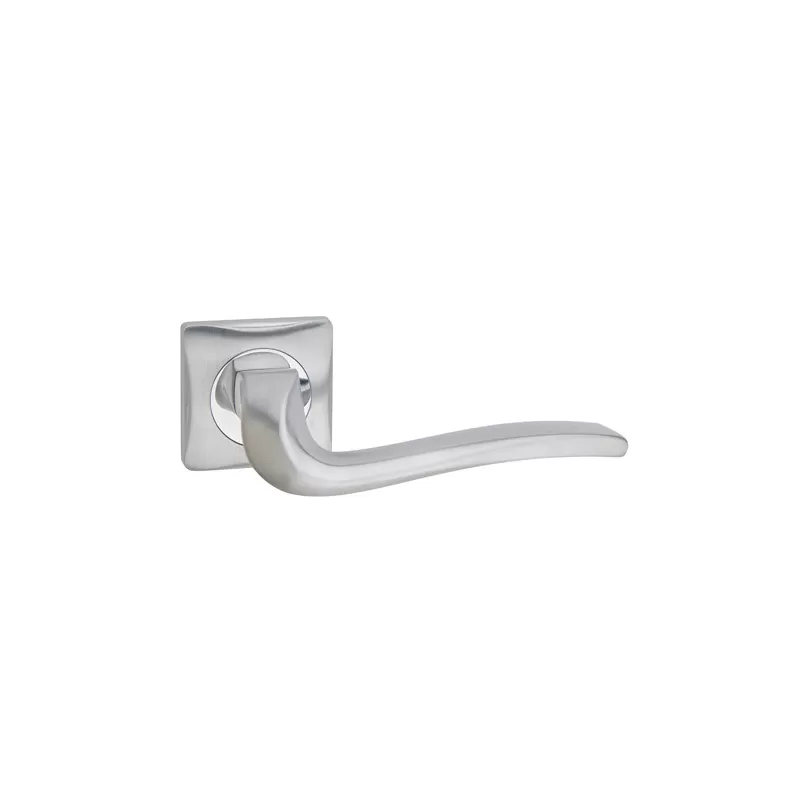 COPPIA MANIGLIA KTS PER PORTA INTERNA CON ROSETTA QUADRATA 50X50 MM MODELLO SMILE CROMO LUCIDO SATINATO - Art. LHK043SR11