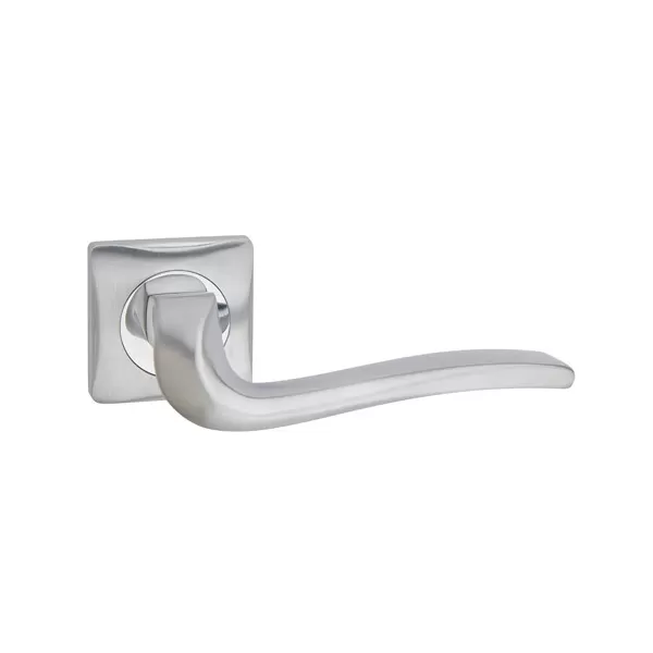 COPPIA MANIGLIA KTS PER PORTA INTERNA CON ROSETTA QUADRATA 50X50 MM MODELLO SMILE CROMO LUCIDO SATINATO - Art. LHK043SR11