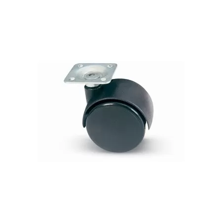  RUOTA GEMELLARE PER MOBILI IN NYLON Ø 50 MM CON PIASTRA  40 MM - KG 45 - Art. 36469