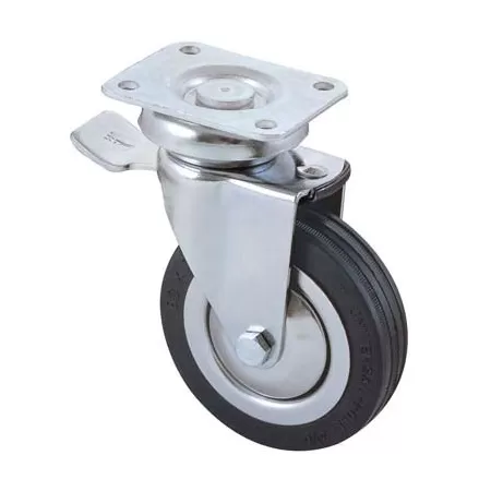 Avo RUOTA PER MOBILI AVO 155BIS IN GOMMMA Ø 80X20 MM CON FRENO PIASTRA GIREVOLE 64X50 MM - 70 KG - Art. 8323228