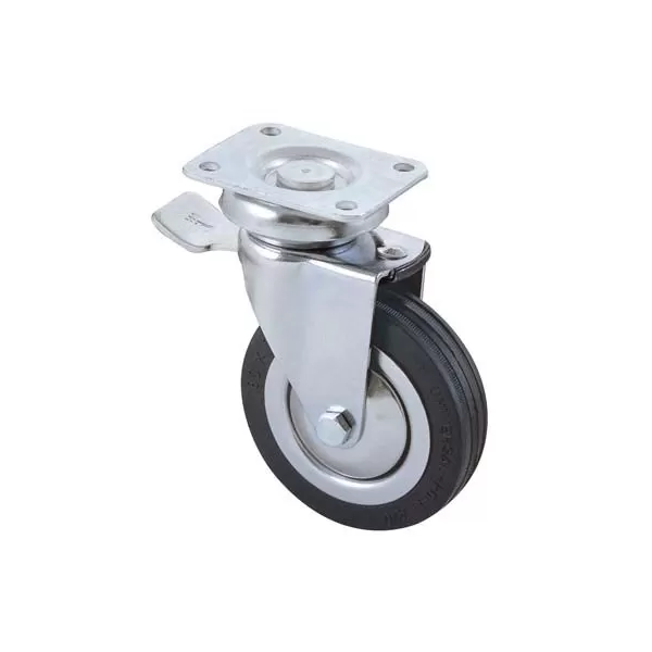 Avo RUOTA PER MOBILI AVO 155BIS IN GOMMMA Ø 80X20 MM CON FRENO PIASTRA GIREVOLE 64X50 MM - 70 KG - Art. 8323228