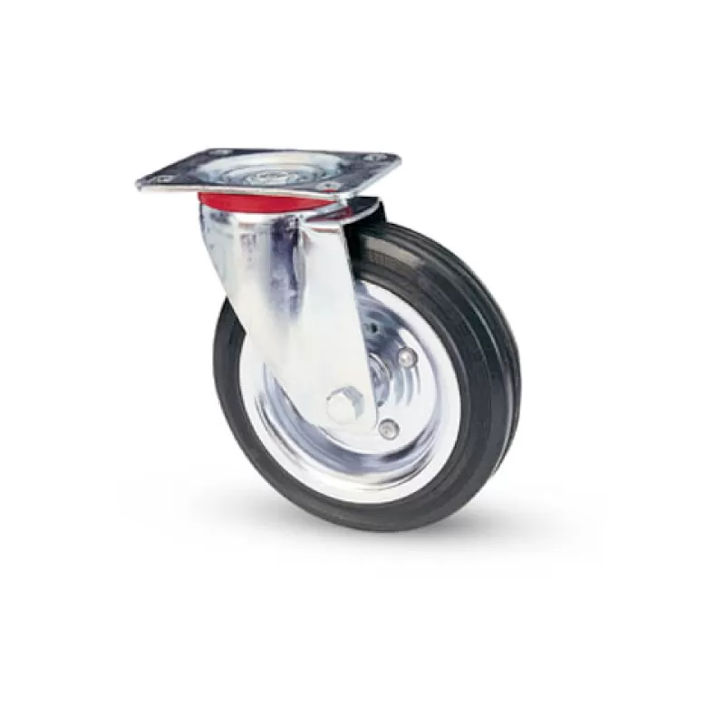 Avo RUOTA IN GOMMA AVO 80 GIREVOLE DIAMETRO 100X30 MM CON PIASTRA 100X85 MM - KG 70 - Art. 8323432