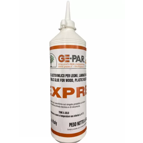 Gepar COLLA ADESIVO EXPRESS WD3 0,500 KG Art.1W0000500
Colla per legno, colla per laminati plastici, colla per carta, colla per