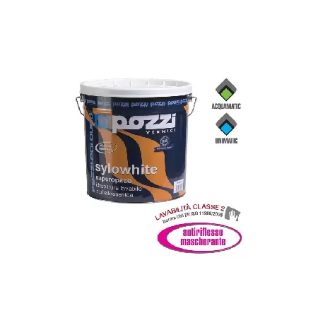 Pozzi Colours PITTURA MURALE LAVABILE SUPERTRASPIRANTE COLORE BIANCO SUPEROPACO SYLOWHITE 4 LT - Art. 12335.0000 LT4