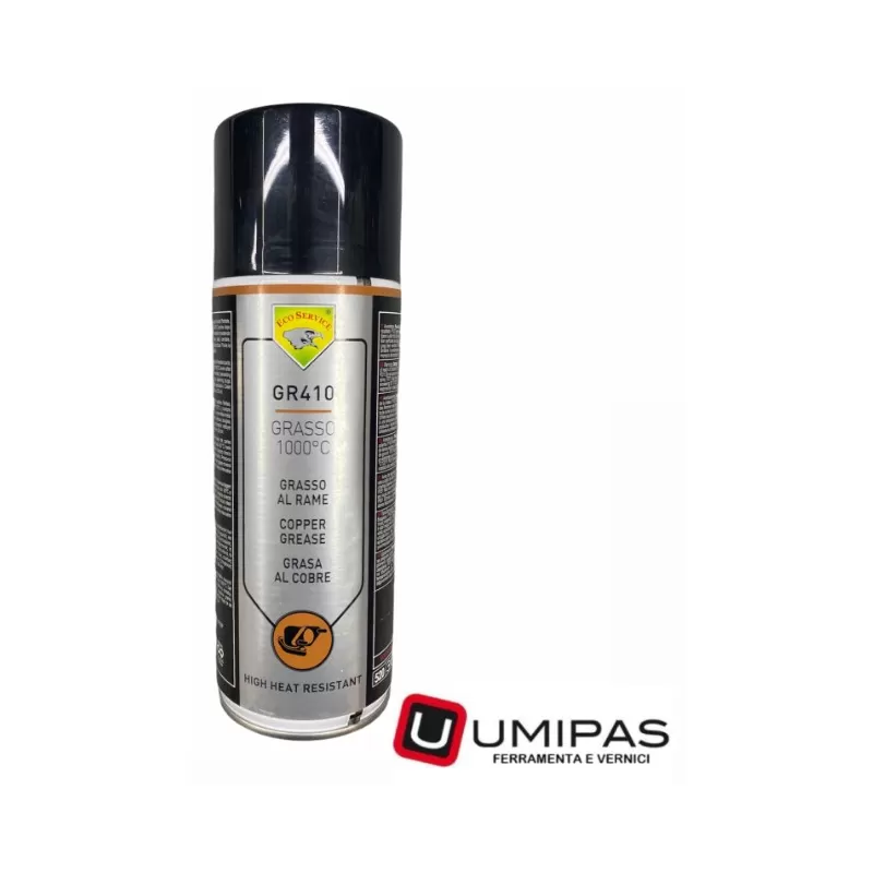 Eco Service BOMBOLETTA SPRAY GRASSO AL RAME 1000° C 400 ML
Lubrificante, lubrificante spary, lubrificante grasso al rame, grass