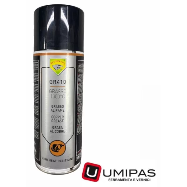 Eco Service BOMBOLETTA SPRAY GRASSO AL RAME 1000° C 400 ML
Lubrificante, lubrificante spary, lubrificante grasso al rame, grass