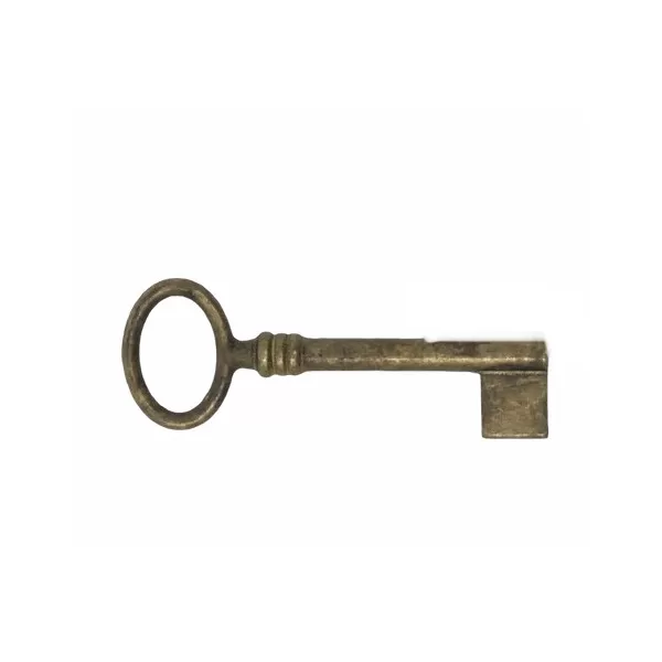 CHIAVE ANTICA PER MOBILI IN OTTONE 27X74 MM OTTONE ANTICO BARBA LARGA