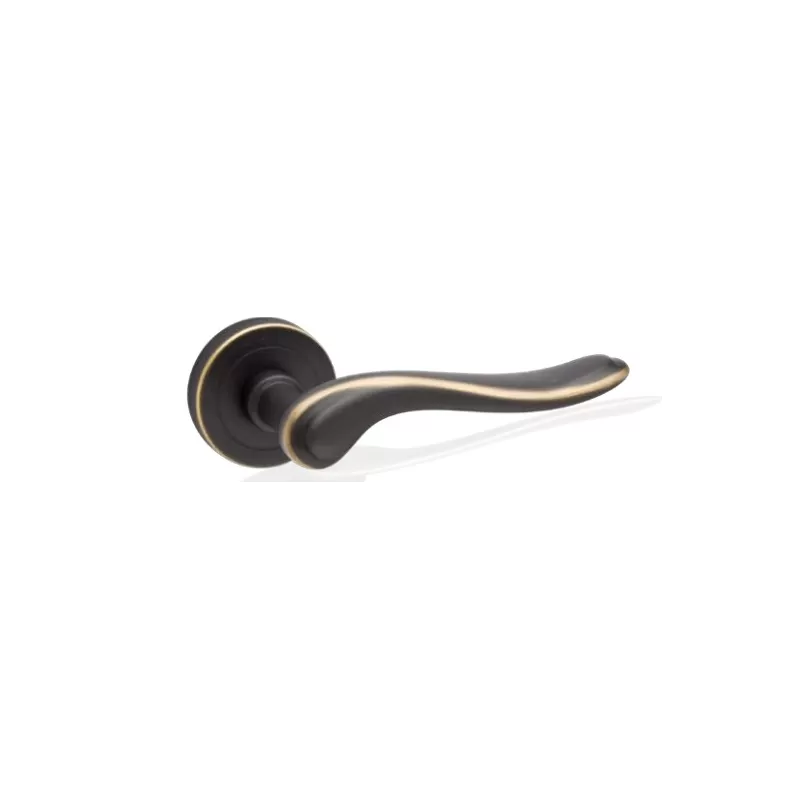 COPPIA MANIGLIA KTS PER PORTA INTERNA ONDA CON ROSETTA TONDA 50X50 MM MODELLO ONDA BRONZO - Art. LHB017RR07A