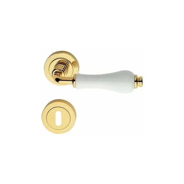 COPPIA MANIGLIA DALIA PER PORTA INTERNA CON ROSETTA OLV PORCELLANA BIANCA Art.14660
