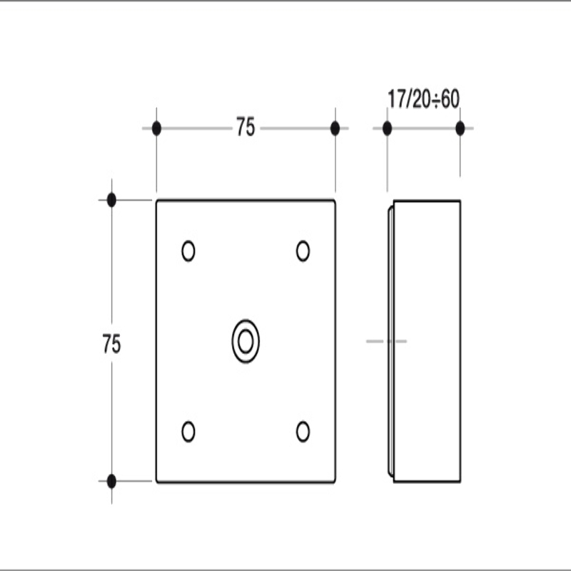 Poliplast PIEDINI QUADRATI PER MOBILI IN PLASTICA 75X75 MM ALTEZZA 60 MM COLORE ALLUMINIO- Art. 0706 60 VS06
