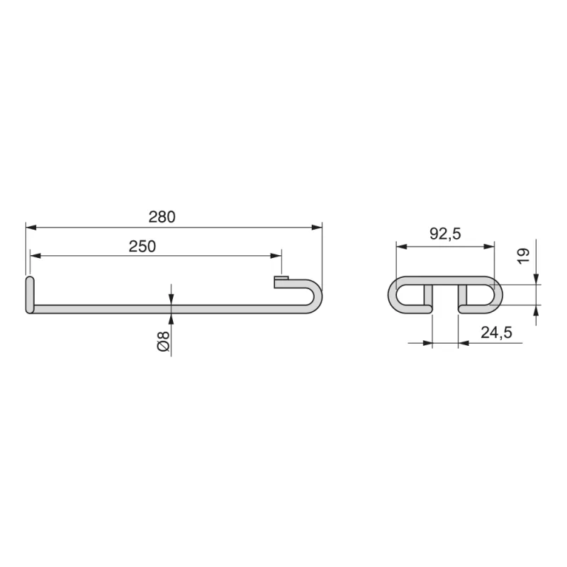 Emuca PORTABICCHIERI SOTTOPENSILE ACCIAIO CROMO LUNGHEZZA 280 MM - Art. 8930011
