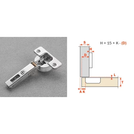 Salice CERNIERA SILENTIA+ SERIE 200 PER ANTE LEGNO DI FORTE SPESSORE FORO 35 APERTURA 94° COLLO 0 CHIUSURA AMMORTIZZATA