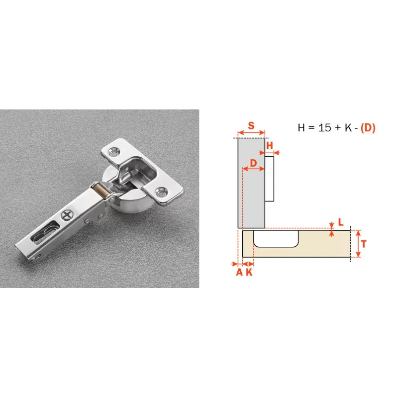 Salice CERNIERA SILENTIA+ SERIE 200 PER ANTE LEGNO DI FORTE SPESSORE FORO 35 APERTURA 94° COLLO 0 CHIUSURA AMMORTIZZATA