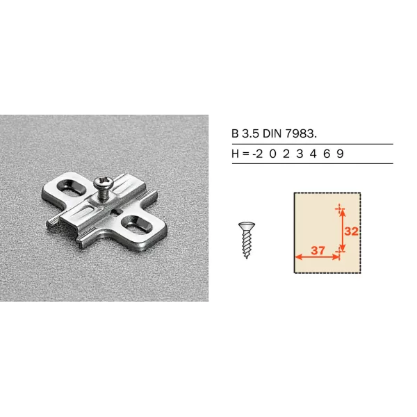 Salice BASETTA FISSA B2V3H09   
BASETTA FISSA SALICE ALTEZZA 0 MM
