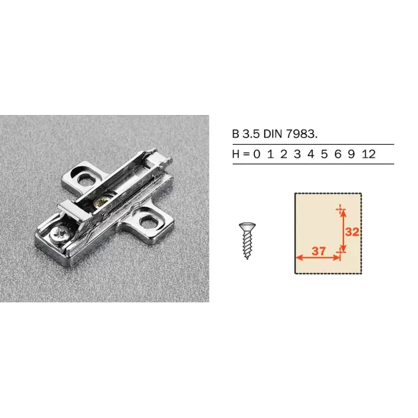 BAR3R39 Salice BASETTA H. MM 3 SGANCIO RAPIDO REGOLAZIONE FRONTALE E VERTICALE CON CLIP
Basetta Salice sgancio rapido altezza 3