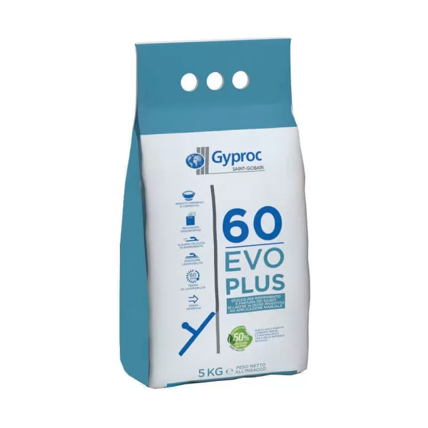 Gyproc STUCCO PER CARTONGESSO IN POLVERE GYPROC 60 EVOPLUS 10 KG
Stucco in polvere per il trattamento dei giunti, Stucco Gyproc