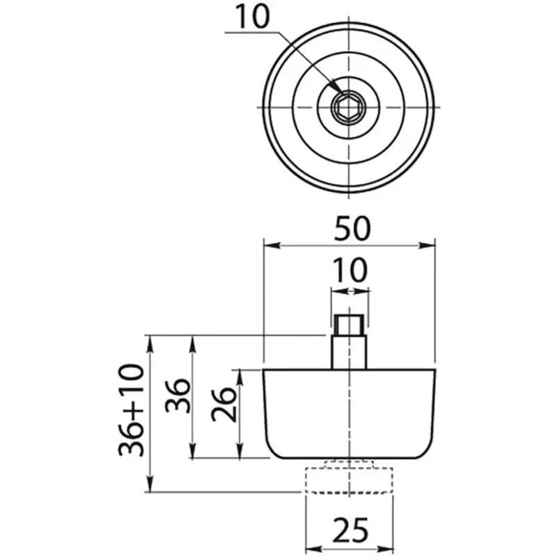 VI.TEL PIEDINI PER MOBILI REGOLABILI DIAMETRO 50X10 MM ALTEZZA 27 MM IN PLASTICA COLORE NERO