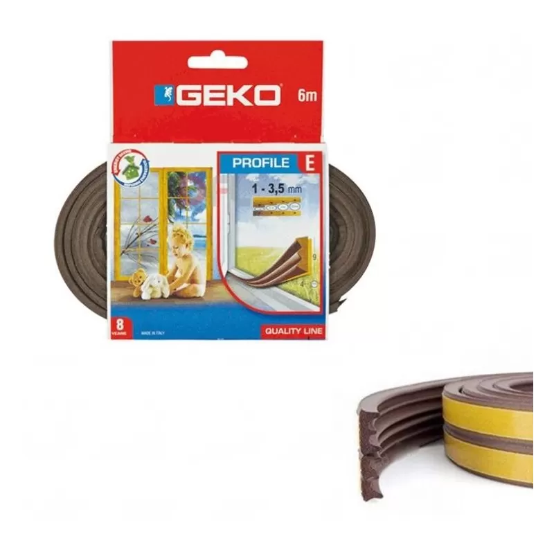 Geko PARAFREDDO PARASPIFFERO GUARNIZIONE ADESIVA PER PORTE E FINISTRE LUNGHEZZA 6 METRI MARRONE - Art. 2326057