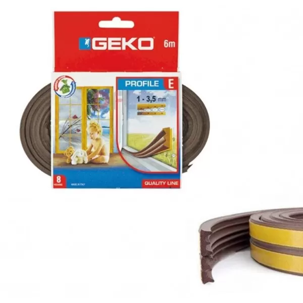 Geko PARAFREDDO PARASPIFFERO GUARNIZIONE ADESIVA PER PORTE E FINISTRE LUNGHEZZA 6 METRI MARRONE - Art. 2326057