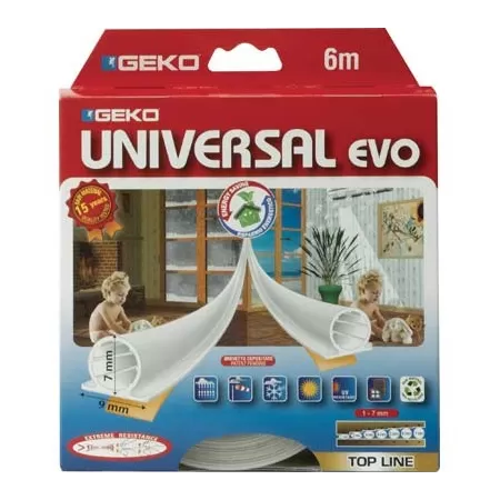 Geko GUARNIZIONE PARAFREDDO ADESIVA TERMOPLASTICA PER PORTE E FINESTRE 1-7 MM LUNGHEZZA 6 M MARRONE