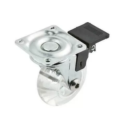 RUOTA TRASPARENTE GIREVOLE CON PIASTRA DIAMETRO 50 MM CON FRENO 
Ruota ideale per montare mobili, carrelli, carrelli, tavoli, m