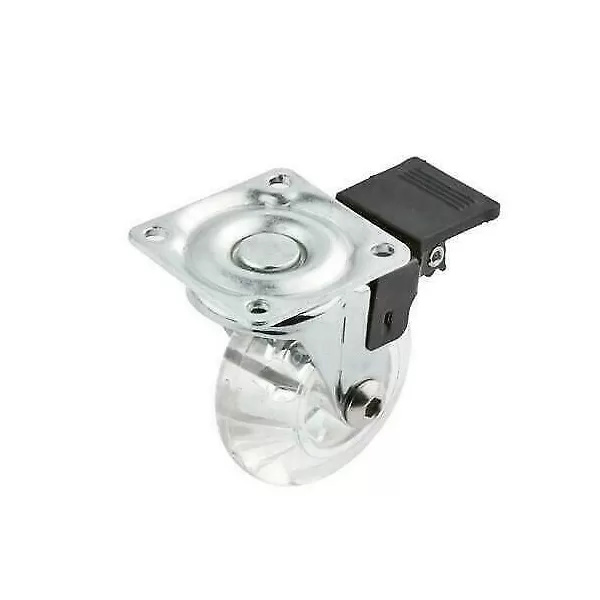RUOTA TRASPARENTE GIREVOLE CON PIASTRA DIAMETRO 50 MM CON FRENO 
Ruota ideale per montare mobili, carrelli, carrelli, tavoli, m