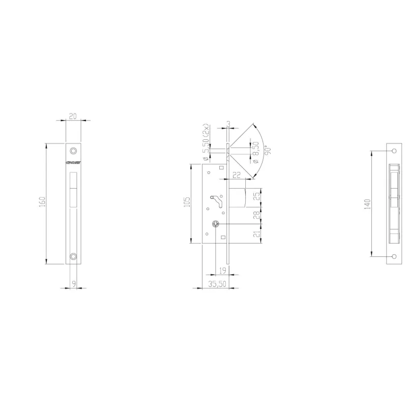 Serratura MOIA con Chiave a Spillo Montante Basculante umipas