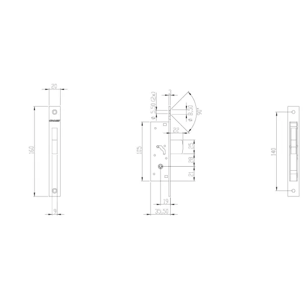 Serratura MOIA con Chiave a Spillo Montante Basculante umipas