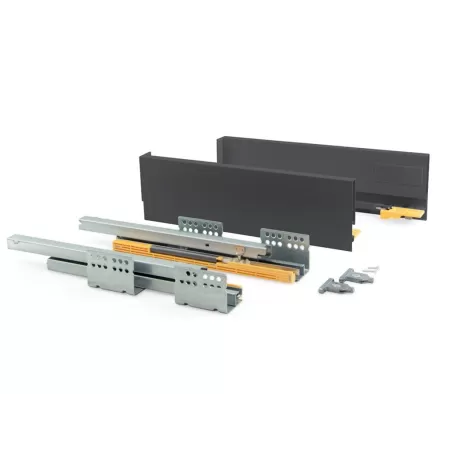 Emuca KIT CASSETTO PER CUCINA CONCEPT, ALTEZZA 105 MM, PROF. 400 MM, CHIUSURA SOFT, ACCIAIO, GRIGIO ANTRACITE 3100335Cassetti Ca