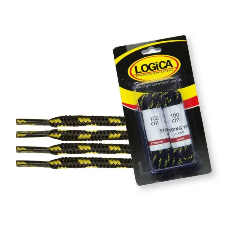 LACCI PER SCARPE STRINGHE LOGICA KIT 2 PAIA NERO/GIALLE 120 CM - Art. STRING120