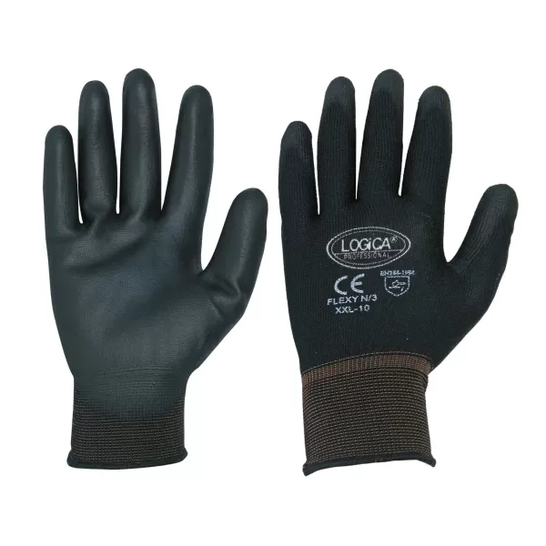  GUANTI DA LAVORO IN POLIURETANO NERO TAGLIA 9 LOGICA Art.FLEXY/N309