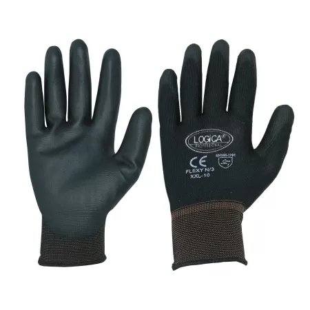  GUANTI DA LAVORO IN POLIURETANO NERO TAGLIA 10 LOGICA Art.FLEXY/N310