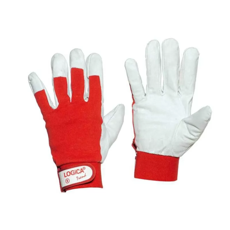  GUANTI DA LAVORO FIORE ROSSO DORSO IN TELA CON STRAPPO TAGLIA 8 LOGICA Art.109TREND08