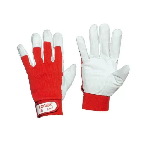  GUANTI DA LAVORO FIORE ROSSO DORSO IN TELA CON STRAPPO TAGLIA 9 LOGICA Art.109TREND09