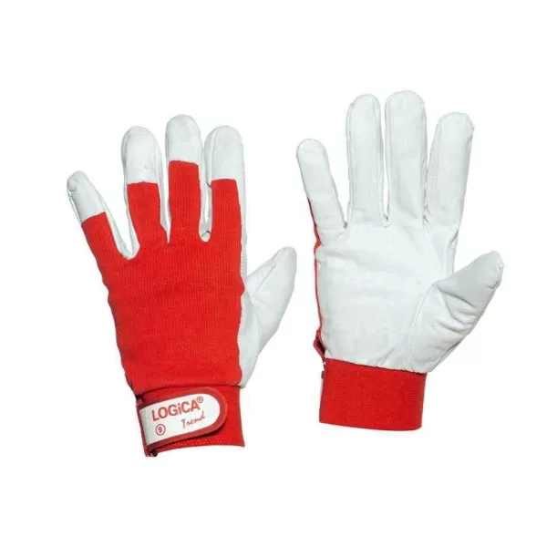  GUANTI DA LAVORO FIORE ROSSO DORSO IN TELA CON STRAPPO TAGLIA 9 LOGICA Art.109TREND09