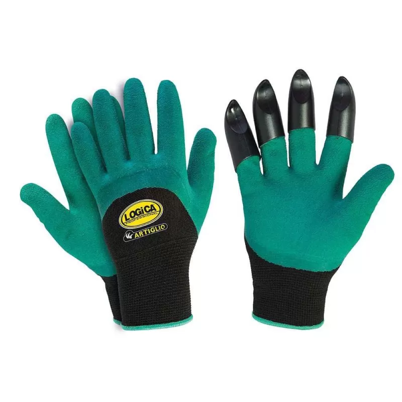 GUANTI DA LAVORO PER GIARDINAGGIO AGRICOLTURA DI LATTICE RUGOSO VERDE UNGHIATO TRE PEZZI- Art. 1830967