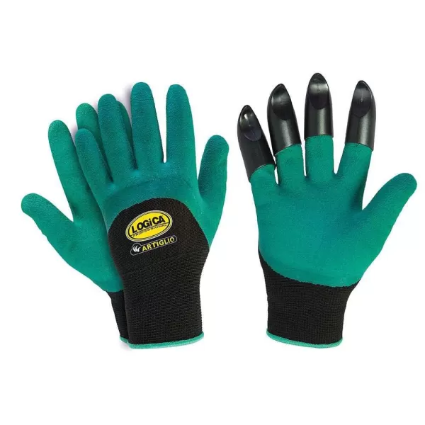 GUANTI DA LAVORO PER GIARDINAGGIO AGRICOLTURA DI LATTICE RUGOSO VERDE UNGHIATO TRE PEZZI- Art. 1830967