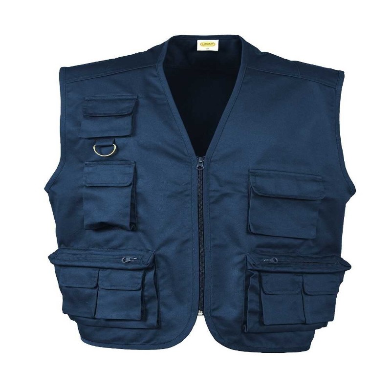  GILET DA LAVORO MULTITASCHE POLY/COT LOGICA BLU TAGLIA XL - Art. SAHARA1-XL